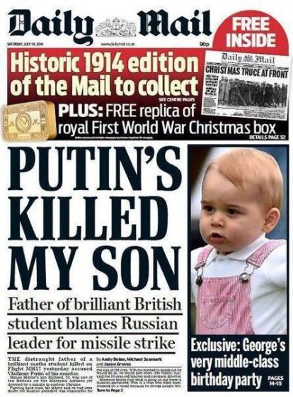 &quot;Путин убил моего сына&quot;, - первая полоса британской &quot;Daily Mail&quot; (фото)