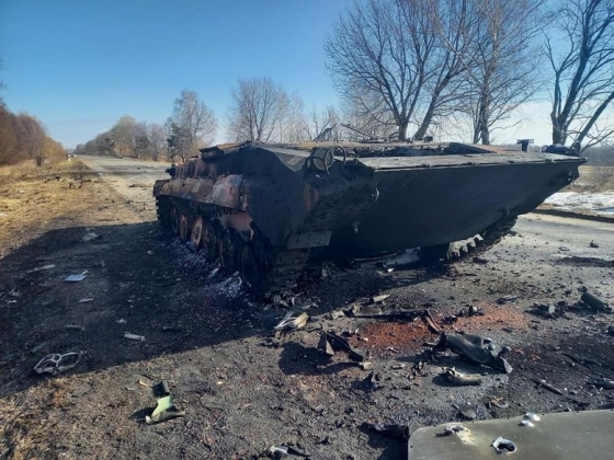 Колону військової техніки російських окупантів, яка йшла на Київ, розбито на Сумщині, - Живицький (фото)