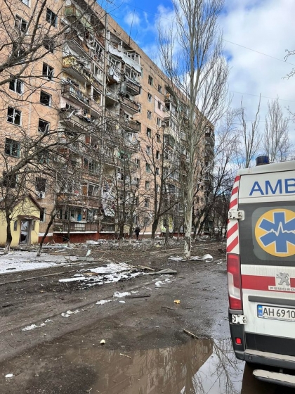Пострадавший район в Краматорске