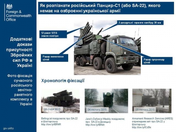 Посольство Великобритании публикует новые доказательства путинской агрессии - российский ЗРК &quot;Панцирь С-1&quot; на Донбассе