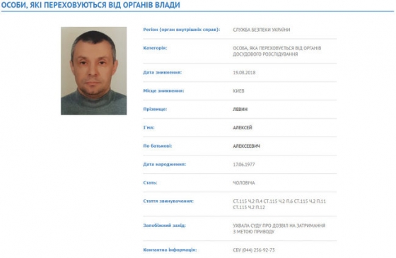 Предполагаемого организатора убийства Гандзюк Левина объявили в розыск