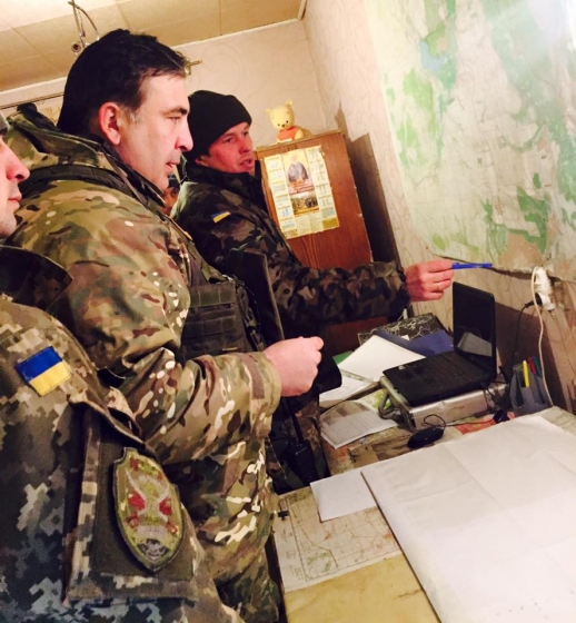 Саакашвили праздновал Новый год в зоне АТО 