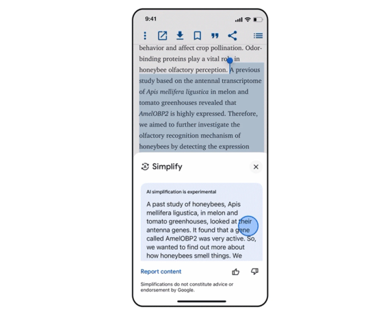 Google запускає функцію спрощення складних текстів для користувачів iPhone