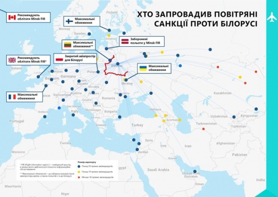 Украина с 29 мая закрывает воздушное пространство для самолетов, зарегистрированных в Беларуси, - Мининфраструктуры