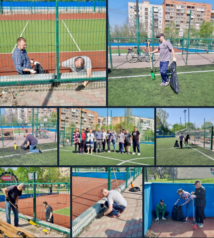 Представники управління фізкультури і спорту прибрали один зі скверів міста