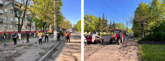 У Краматорську комунальники прибирають довкола місця ракетного удару росіян цієї ночі