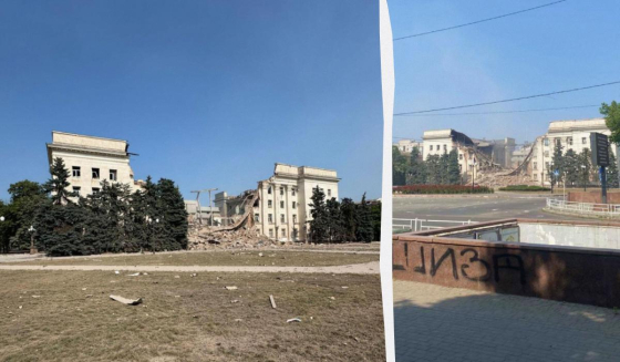 Росія повторно вдарила по Херсонській ОДА, її знищено