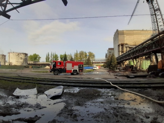 На территории Славянской ТЭС в Донецкой области произошел пожар