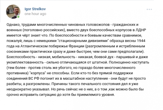 Стрелков-Гиркин назвал российских военных &quot;головожопами&quot;: &quot;Боеспособность - низкая, мобильность - никакая, боевой дух - паршивый&quot; 