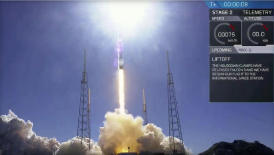 SpaceX не удалось посадить первую ступень Falcon 9 после запуска Dragon