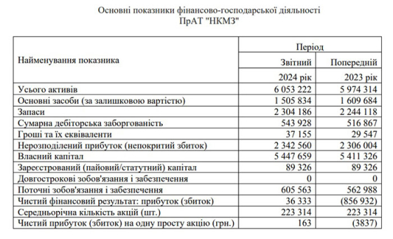 За підсумками роботи 2024 року НКМЗ планує виплатити дивіденди