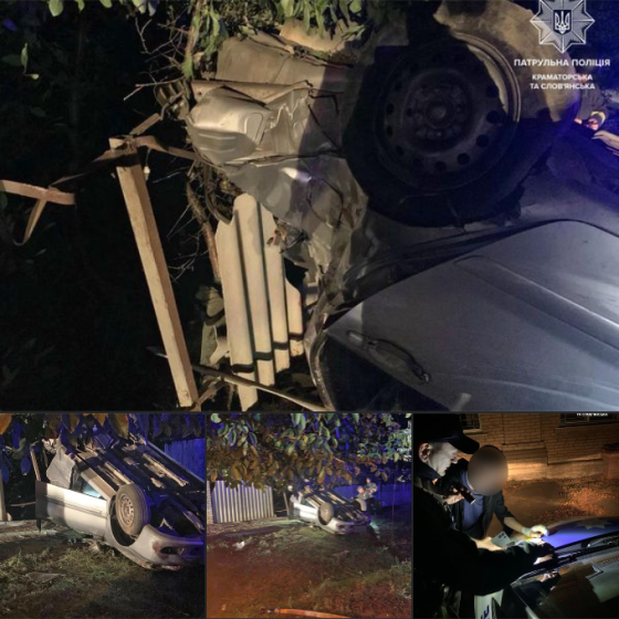 Нетверезий кермувальник &quot;зніс&quot; стовп та перекинувся: патрульні склали протоколи