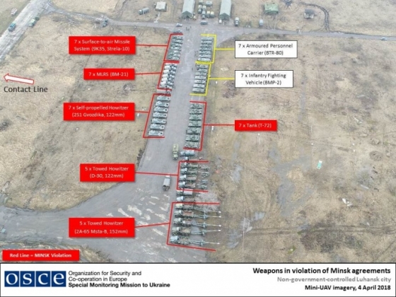 Боевики выстроили целую армаду военной техники на окраине Луганска