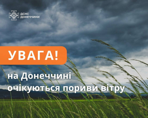 На Донеччині очікуються сильні пориви вітру