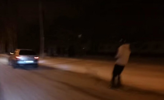 Лыжник в Краматорске разогнался до 60 км/ч (видео)