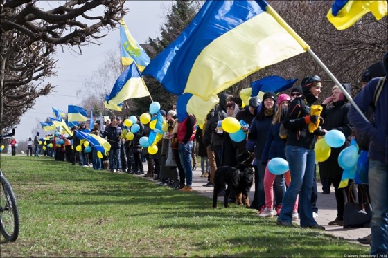 В Краматорске снова живая цепь поддержала единство Украины