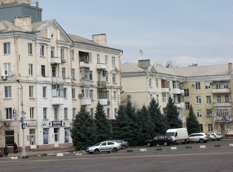 В центре Краматорска пересаживают огромную ель