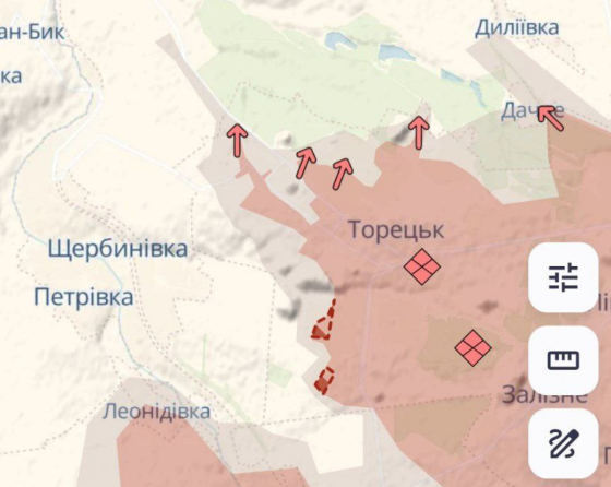 DeepState повідомляє про просування російських військ у Донецькій області
